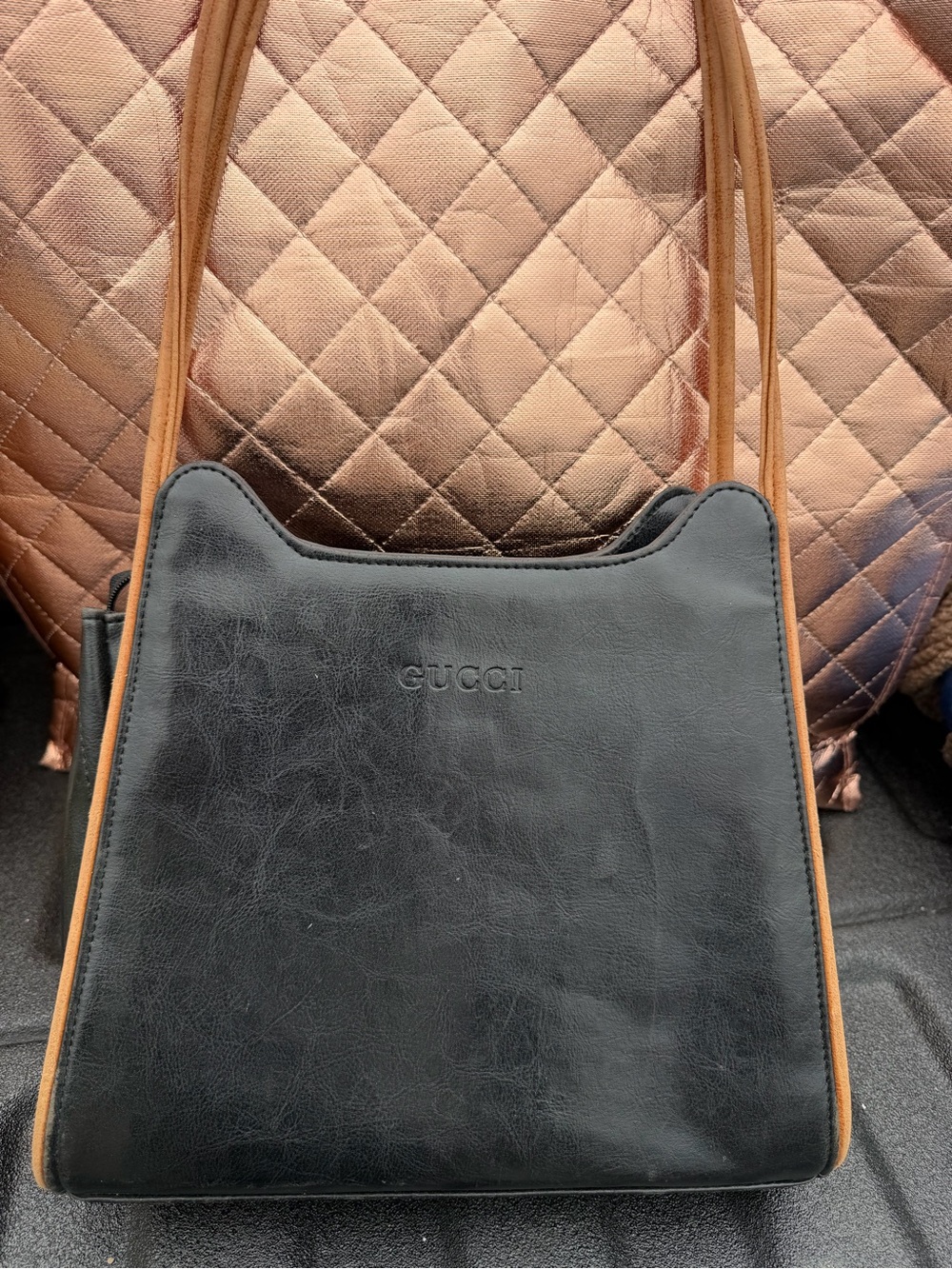Black leather bag